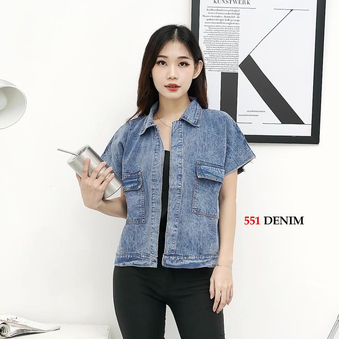 551 Jaket Rompi Jeans Cassandra Oversize Tanpa Lengan Vest Outer Cardi Blazer Kekinian LD 120-130 Ju