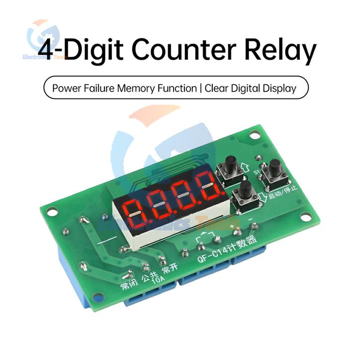 DC 12V/24V 0-9999 Digital Electronic Counter Module Process Counter Controller with Relay Output LED