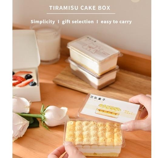 korean Dessert Box KOTAK PANJANG Premium Cup Puding Tiramisu Salad Cake 10 Pcs