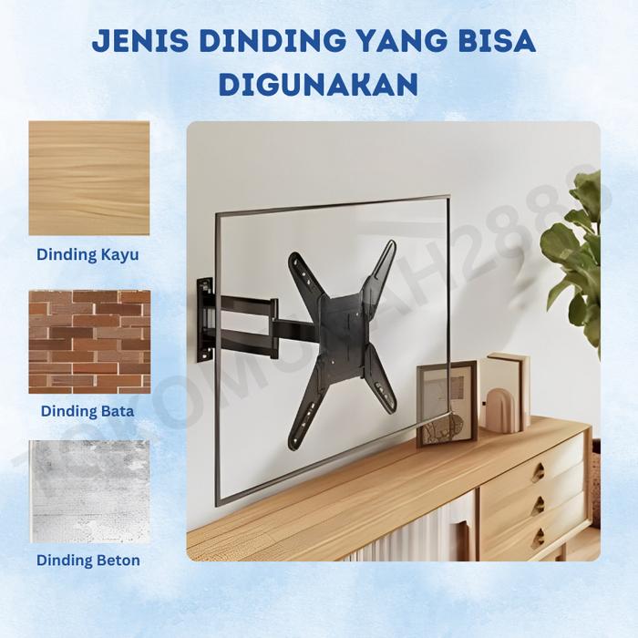 Bracket TV LED LCD 32 40 43 24 21 29 17 14 Inch Dijamin Cocok 14 - 43 In 2 Arah Universal Breket TV
