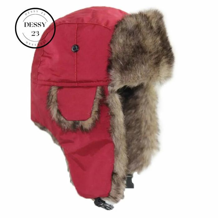 Topi ushanka rusia topi musim dingin bulu tebal hangat original import
