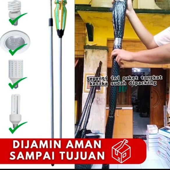 *(BUBBLEWRAP) TONGKAT STIK GALAH ALUMINIUM PASANG / GANTI LAMPU PANJANG 2 METER