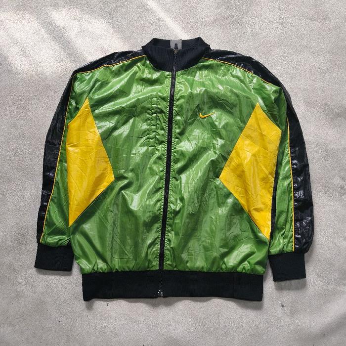 Jaket windbraker nike tri tone hijau kuning hitam bekas