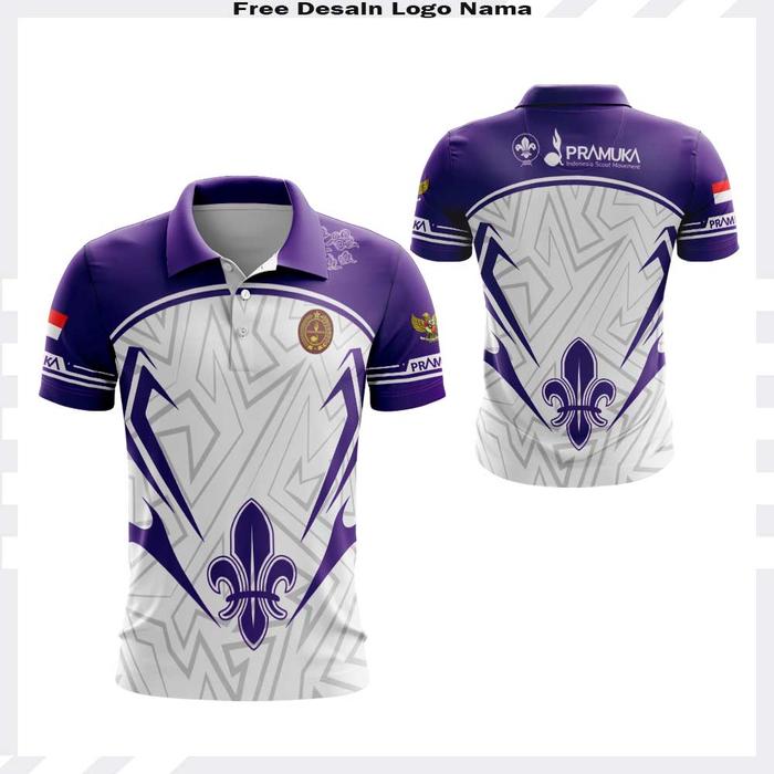 Kaos Polo Pramuka Custom Nama Logo - Baju Kerah Lapangan Pramuka Indonesia Full Printing Premium