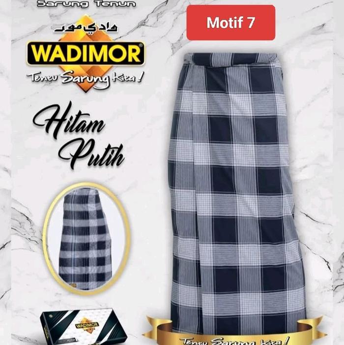 Sarung Wadimor Tenun Motif Hitam Putih Pria Dewasa Mewah Nyaman Keren Katun Muslim 100% Original WAD