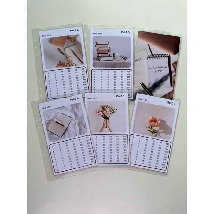 A5 saving Challenge aestetik isi 6 lembar cash envelope / untuk binder A5