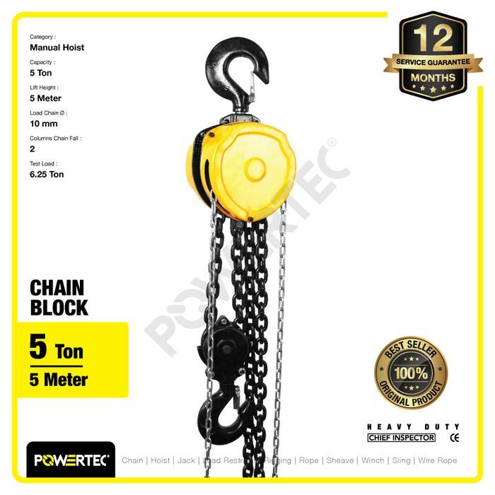 Chain Block / Takel 5 Ton X 5 Meter Powertec Terlaris