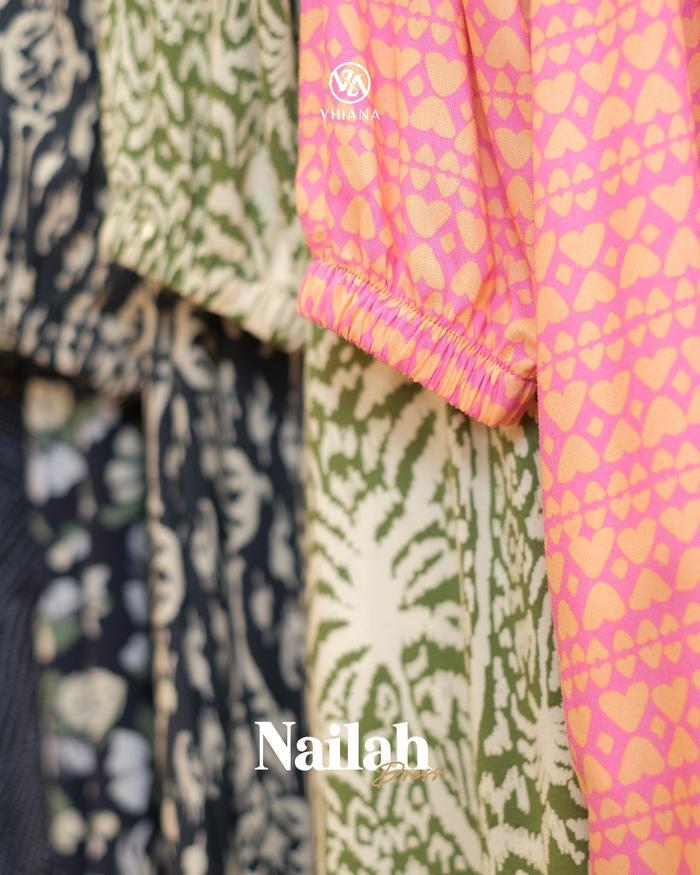 Terlaris Nailah Dress New By Vhiana Muslim Wanita Gamis Rayon Dewasa Good Quality