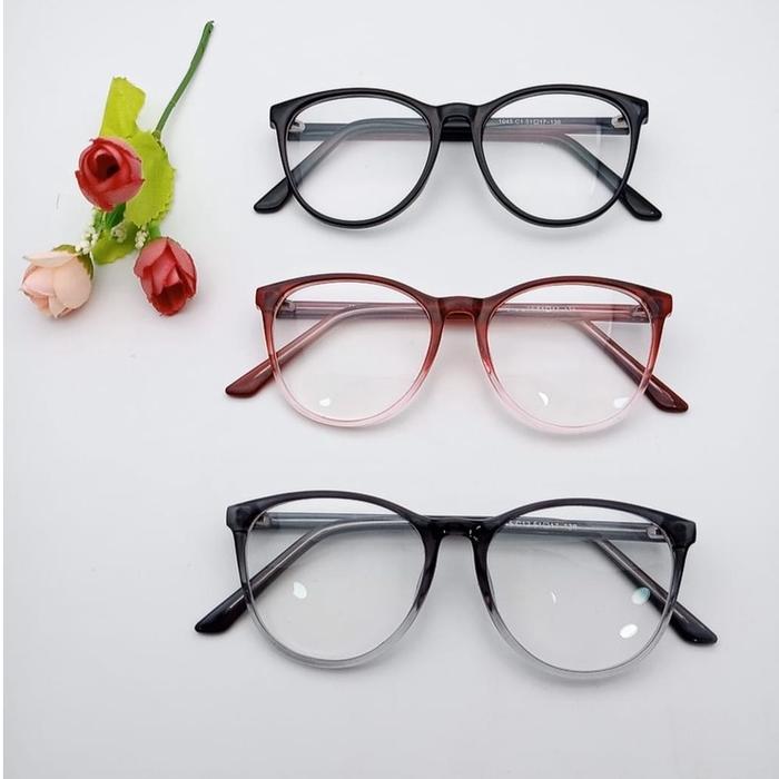 KACAMATA FRAME OVAL BAHAN FULL PLASTIK 1045