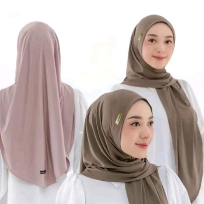 HIJAB SEGITIGA INSTAN LABEL AKRILIK// HIJAB NONPED JERSEY Kerudung Wanita Muslim Bergo Syari Khimar 