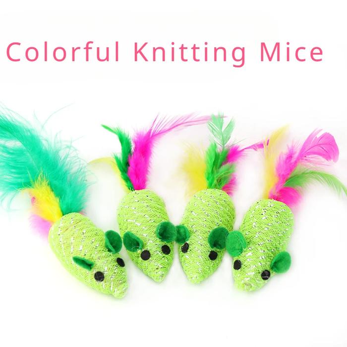 Mouse Cat Toys New Green Woven Cat Toys with Fun Sounding Cat Toys