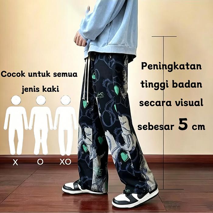 Celana Serut Celana Longgar Pria Kulot Pria Celana Lebar Pria Celana Panjang Gaya Korea Celana Kasua
