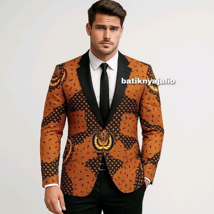 jas batik premium pria blazer batik modern terbaru batiknyajulio limited edition nr 217 bahan katun