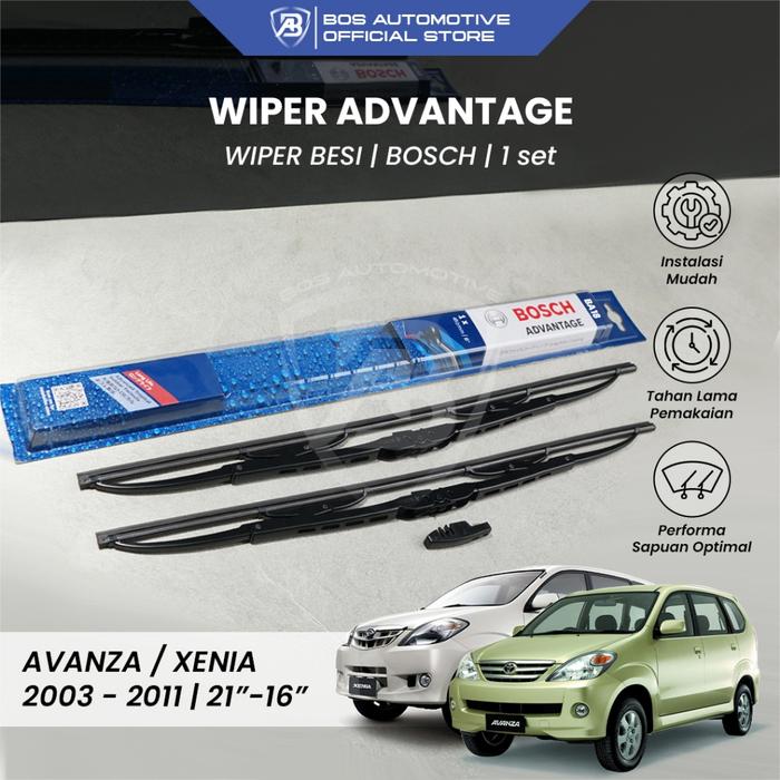 Wiper Blade Bosch Advantage / Besi / Kipas Kaca Depan Mobil AVANZA / XENIA LAMA 2004 - 2011 / Frame 