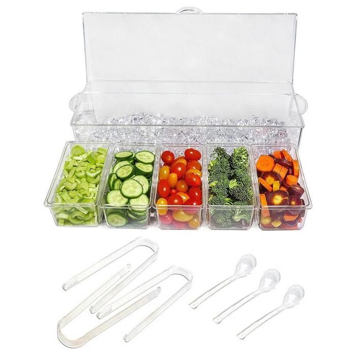 Chilled Condiment Server Removable 5-Section Condiment Server