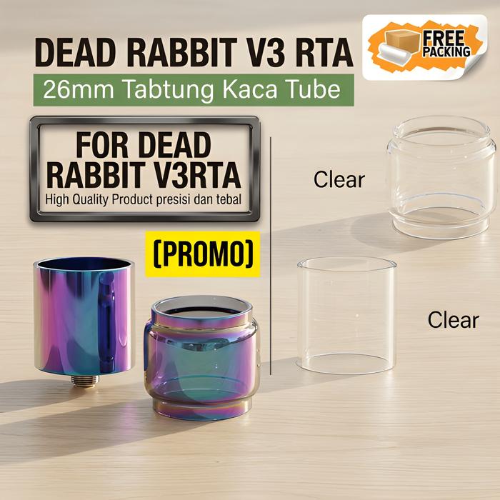 SUPER DEAL DEAD RABBIT V3 RTA Tube Tank Rainbow Kaca Pengganti Replacement Glass