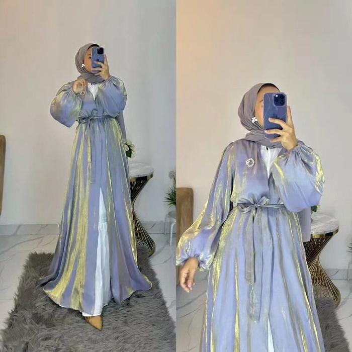 Long Outer Shimmer Wanita Matt Shimmer Free Belt Fashion Wanita Kekinian Outher Model Terbaru KF
