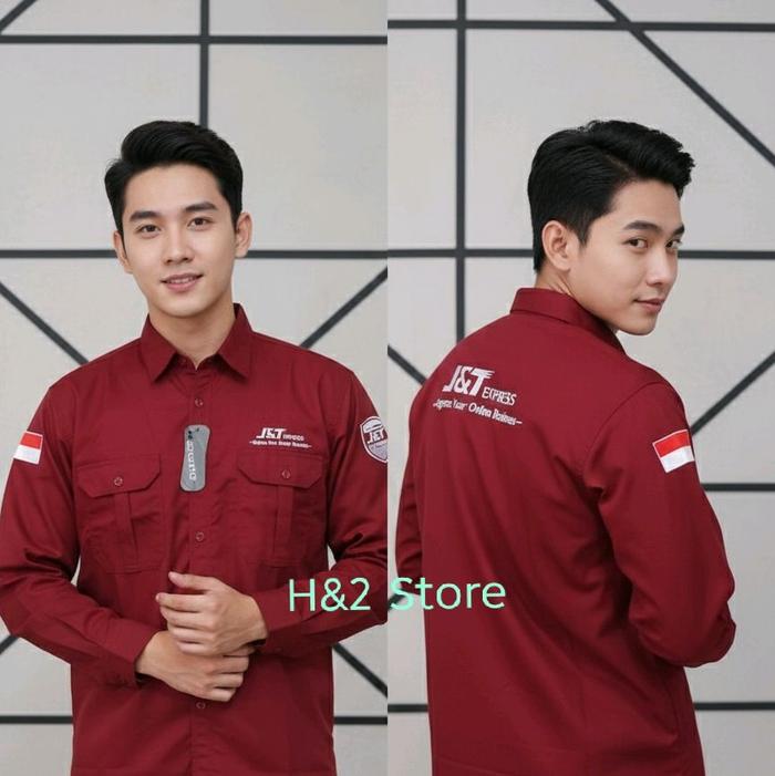 kemeja j&t express baju pdh jnt marun