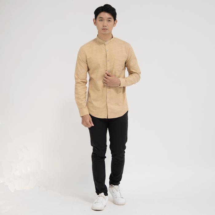 Kemeja Collarless koko Mustard OXCON Twotone mustard