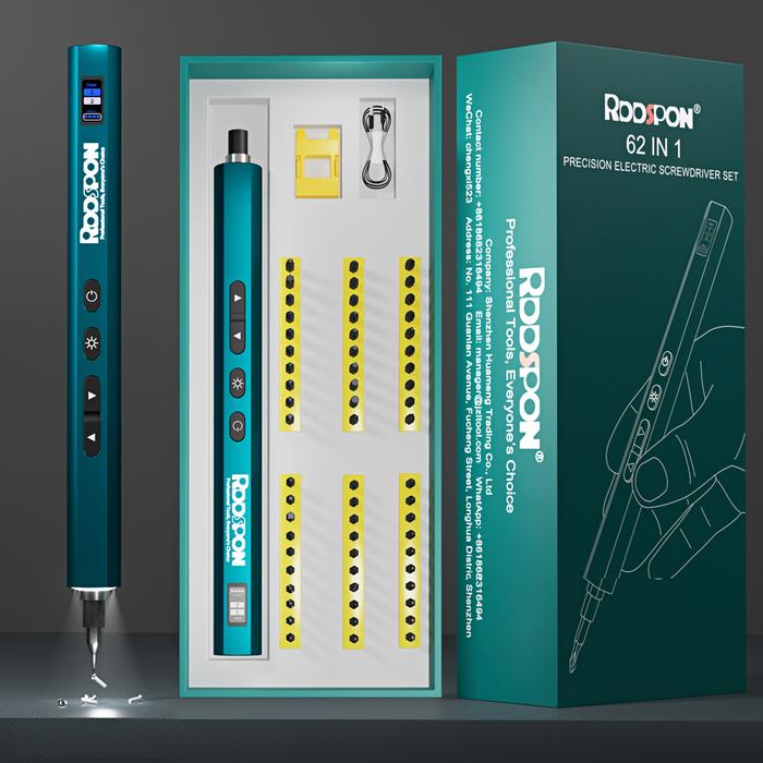 RDDSPON Precision Electric Screwdriver Set 62 In 1 Power Tool Kit Multifunction Rechargeable Cordles