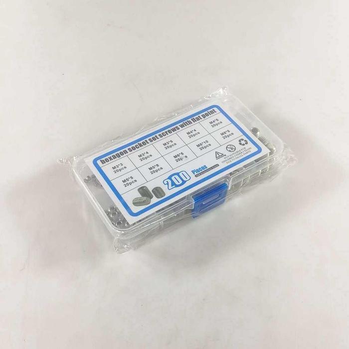 Set Baut L Tanam Sekrup Soket Hex M3-M8 Headless 200 PCS - A2-70 DIN916