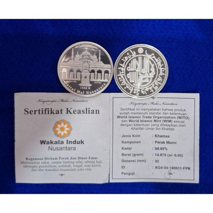 Perak 5 Dirham khamsa Wakala 14.875 gram (Bersertifikat)