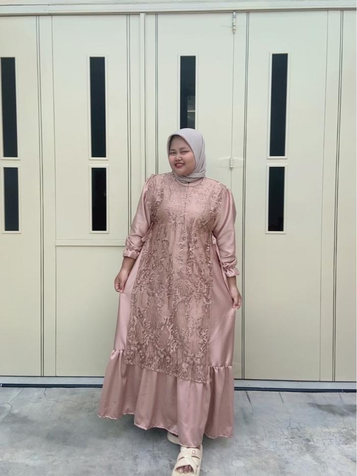 (ARN) Dress Kondangan Bridesmaid Pesta Wisuda Lamaran Lebaran 2026 - Size S-5XL LD 140 Jumbo - Gamis