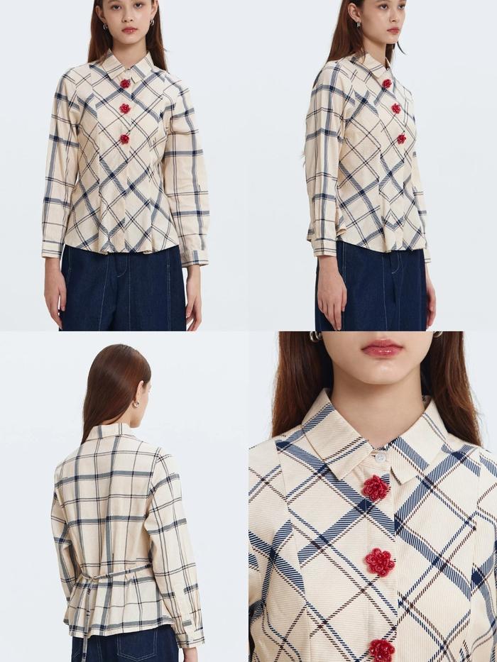 Cream Tartan Larissa - Cottonink Pakuwon Mall Bekasi