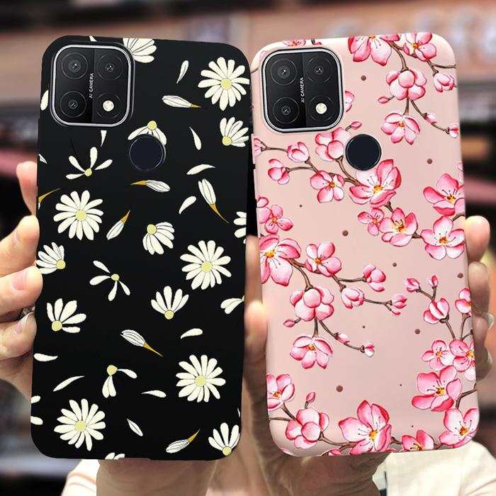 For Oppo A15 Oppo A15s Case CPH2179 Soft Slim Colorful Flowers Phone