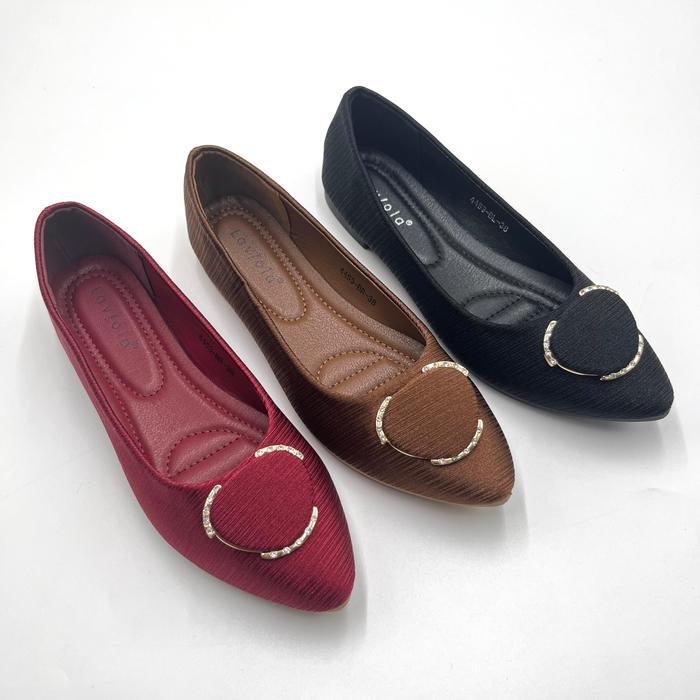 Laviola 4453 Lsf - Sepatu Flat Shoes Wanita Ack,Brown, Maroon Shoes Kerja
