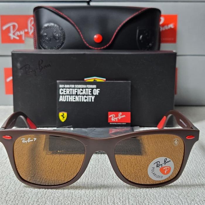 KACAMATA RAYBAN FERRARI LITEFORCE RB4195 F603/73 BROWN DOFF POLARIZED ORIGINAL
