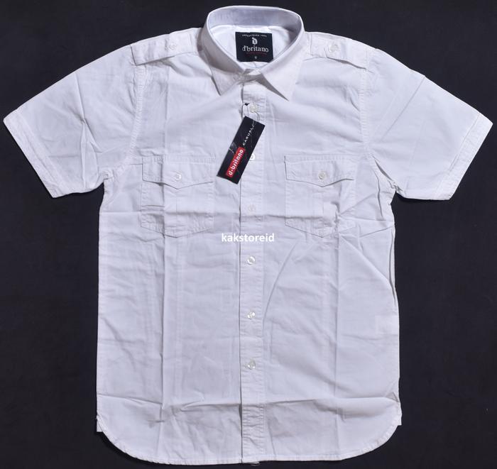 Kemeja Pria D.BRITANO Lengan Pendek Putih Polos Saku Depan KDB 10 #Kemeja Murah Casual