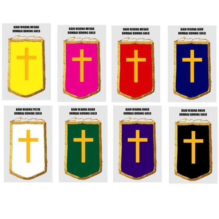 PENUTUP MIMBAR GEREJA GAMBAR SALIB BAHAN BLUDRU