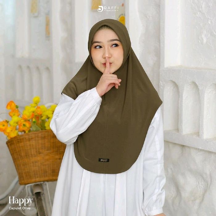 Daffi Happy Capulet Olive Hijab Instan Wanita Muslimah Modern