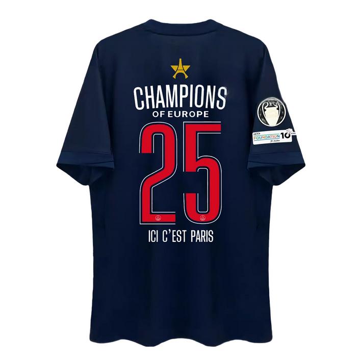 24-25 Paris PSG Champion Version Dembele & Doue Tops Short Sleeve Home jersey 3ds Breathable Comfort