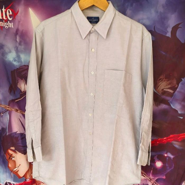 Vintage 90s Nino Cerruti Paris Minimalist Dress Shirt Grey Kemeja Casual Atasan Mewah Unik Original 