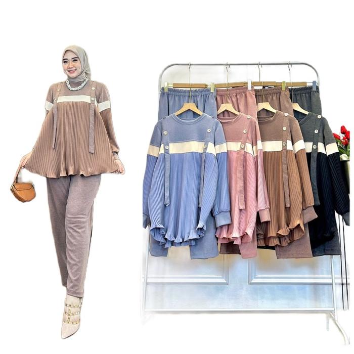 Setcel salur rajut plisket premium