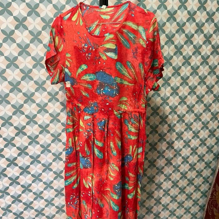 Thrift Dress Korea Cantik Bunga-Bunga Motif