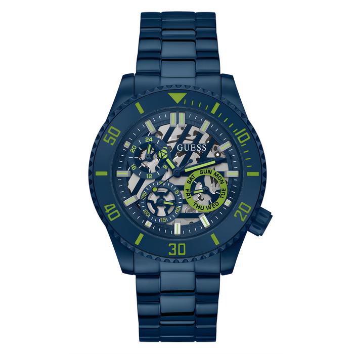 GUESS GW0488G4 Jam Tangan Pria Navy Multi-Function Stainless Steel 45mm Analog