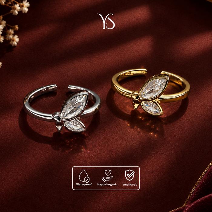 YS - Butterfly Semicolon Ring | Cincin Butterfly Semicolon | Cincin Mental Health Premium | Titanium