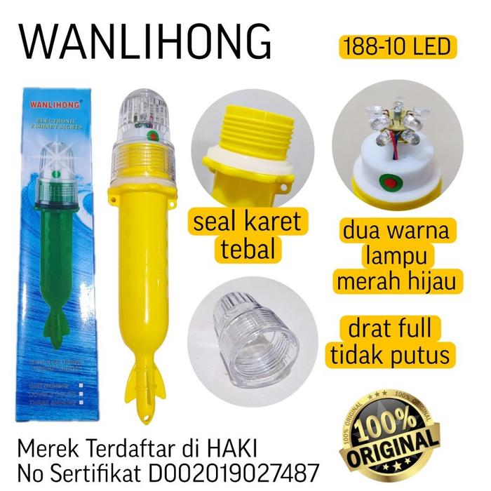 Lampu Torpedo Lampu Nelayan Lampu Sinyal Kapal Lampu Jaring WANLIHONG 2 Warna 10 LED