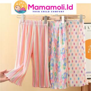 Celana Panjang Anak Perempuan Model Kulot plisket Super Keren Bahan Silk Halus Premium Warna Warni