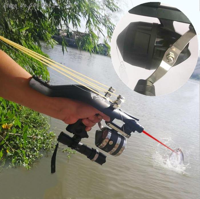 Powerful Laser Fishing Slingshot Black Hunting Bow Catapult  for