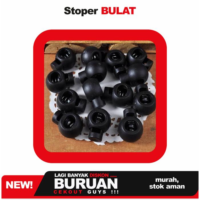 Stopper Tinju Bulat HITAM dan PUTIH Tali Masker Akesoris Penahan Tali Celana DIY Stoper Pengait Mask