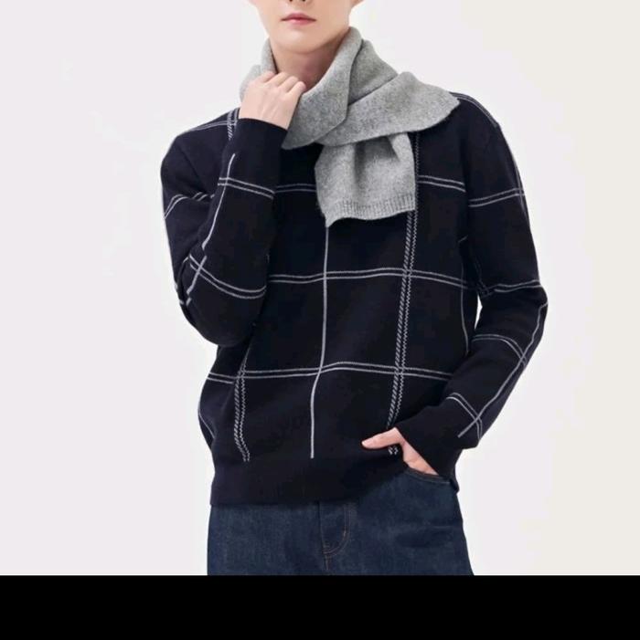 MUSINSA standard store original korea / men pattern rown sweatshirt crewneck / sweater motif garis
