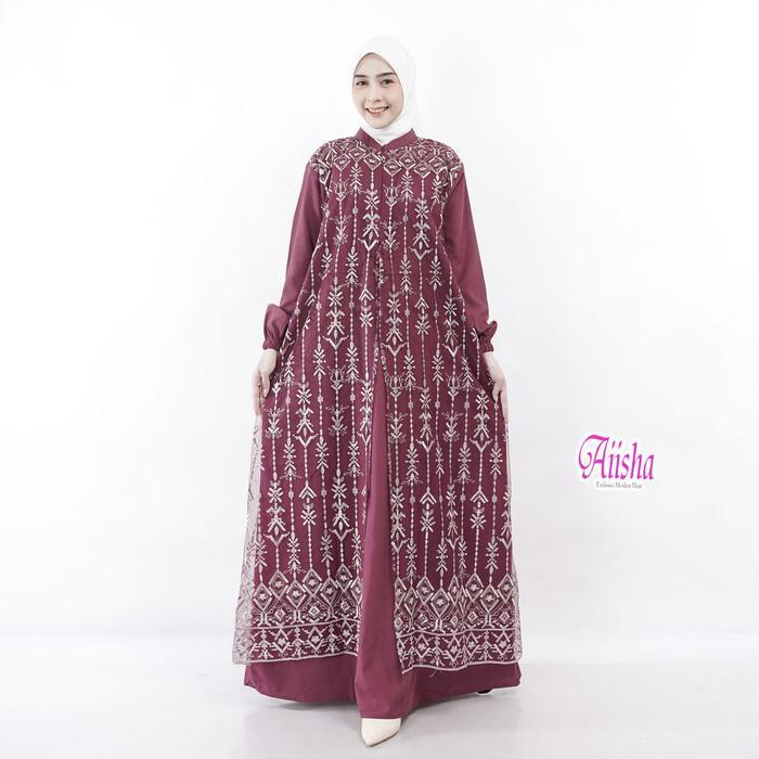 AIISHA Langsung Kirim | Gamis Lebaran Mewah Madaniyya | Baju Couple Suami Istri Bahan Cotton Miracle