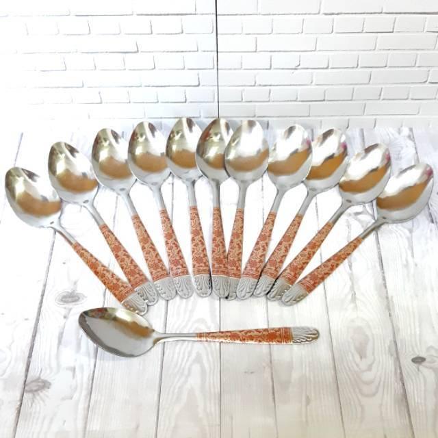 Sendok Makan Stainless Tebal Motif Batik Lusinan isi 12 Pcs Sendok Batik