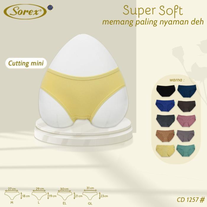 Terlaris- Sorex Bra Cd 1 Set Wanita - Bh 17238 & Celana Dalam Cd 1257 Busa Katun Polos Setrip Mulus 