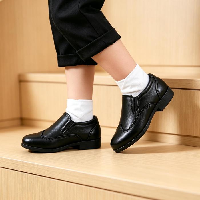 Sepatu Pantofel Anak Laki Laki Hitam Slip On Model Formal Kulit Sintetis Nyaman Anti Slip Sepatu Sek