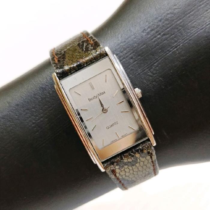 Jam Tangan Body Max designed by Kansai Yamamoto JDM Vintage Tank Quartz Watch Pria Keren Kulit Mewah
